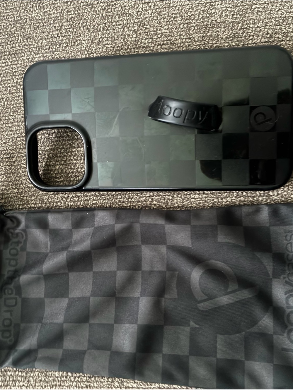 Loopy Case Black Checkerboard Grip iPhone Case 17e, 16e, 14, & 13 (6.1" Screen)